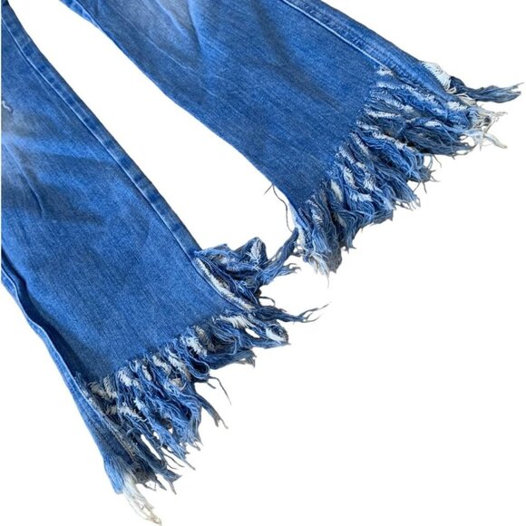 Zara Trafaluc Jeans Women Size 4 Measuring 30x28 Distressed Raw Hem High Waisted - Picture 3 of 5